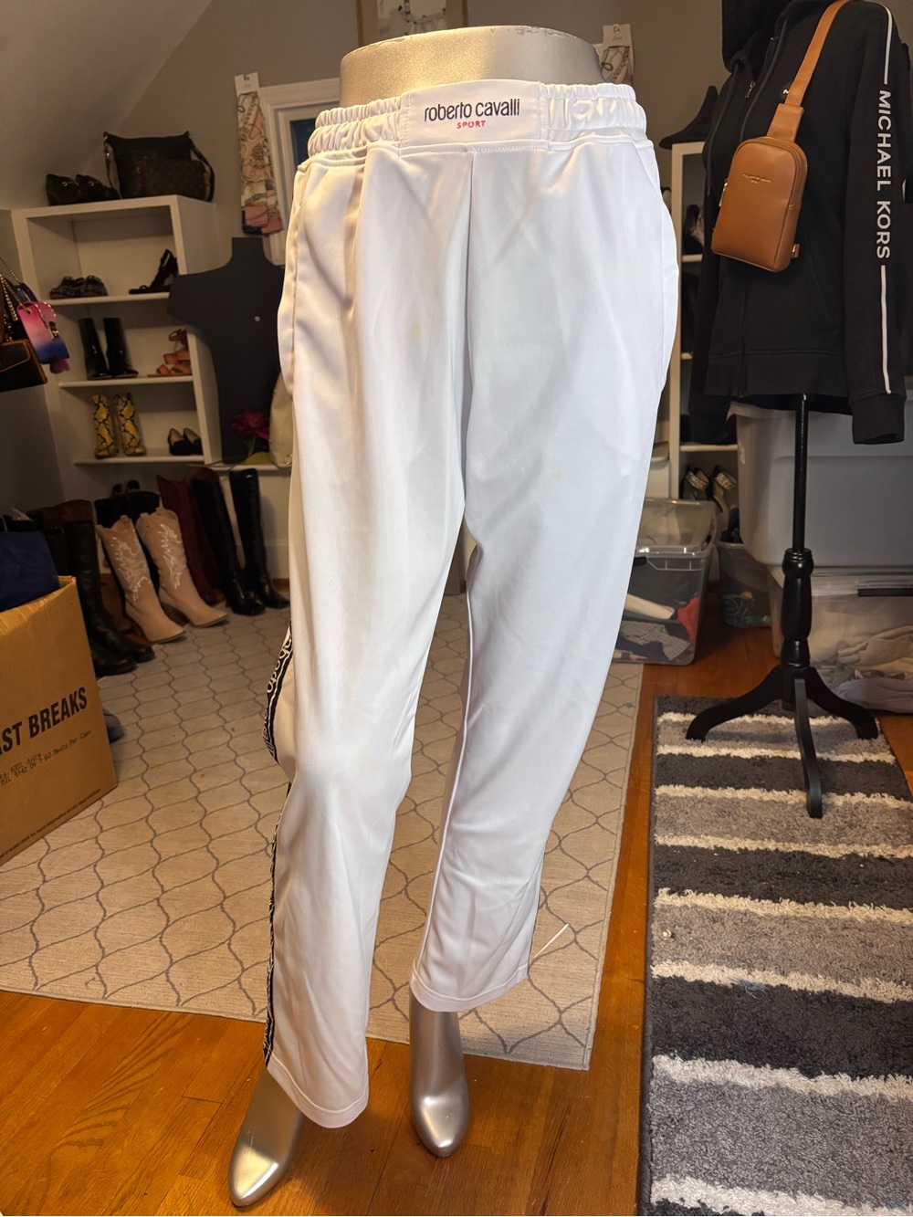 Roberto Cavalli Sport White Track Pants – Luxury Italian Athleisure Men’s Size L - Picture 2 of 9
